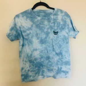 Blue butterfly tie dye tank top